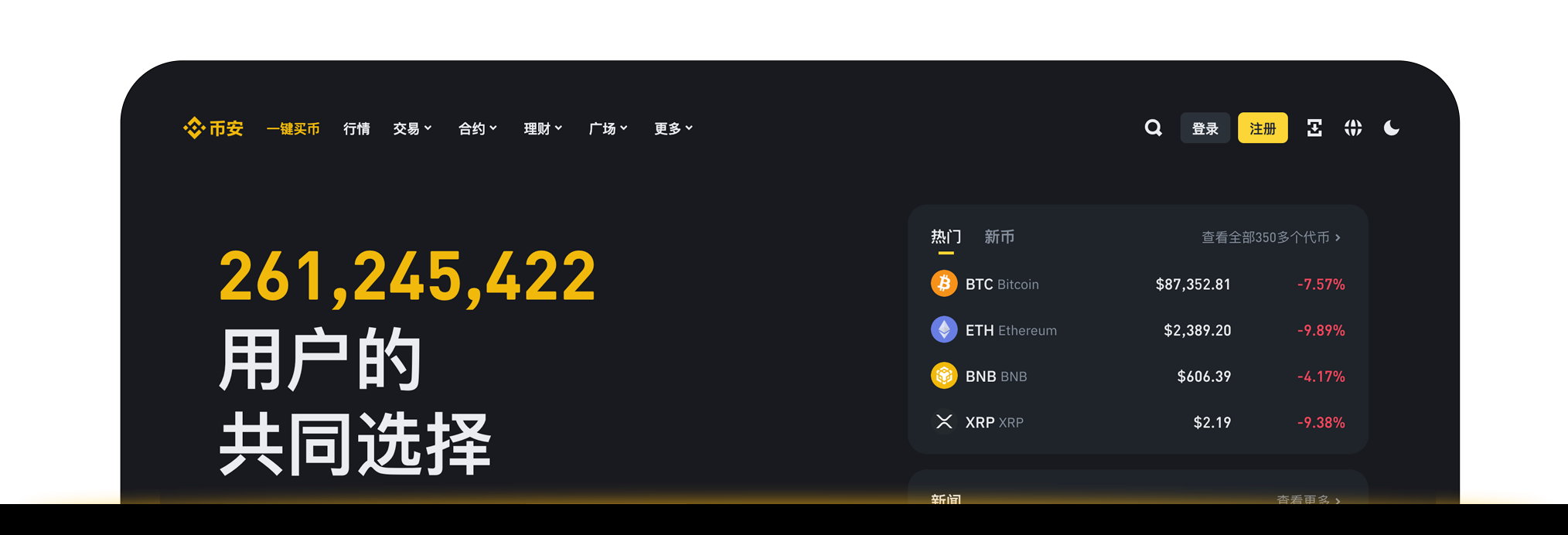 binance最新官网示例